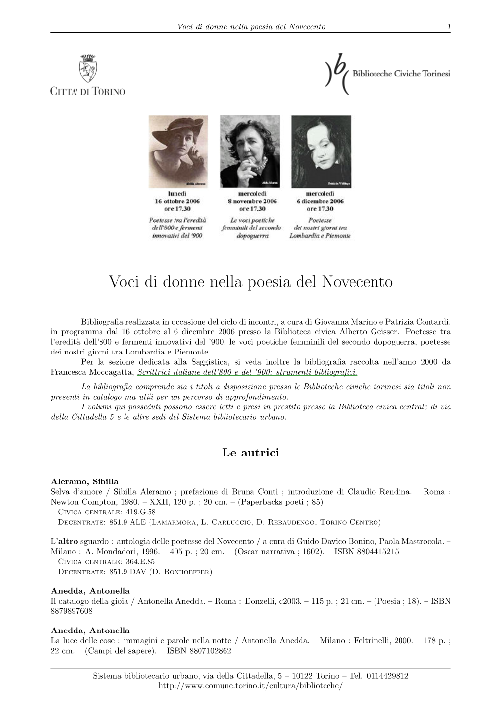 Voci Di Donne Nella Poesia Del Novecento 1