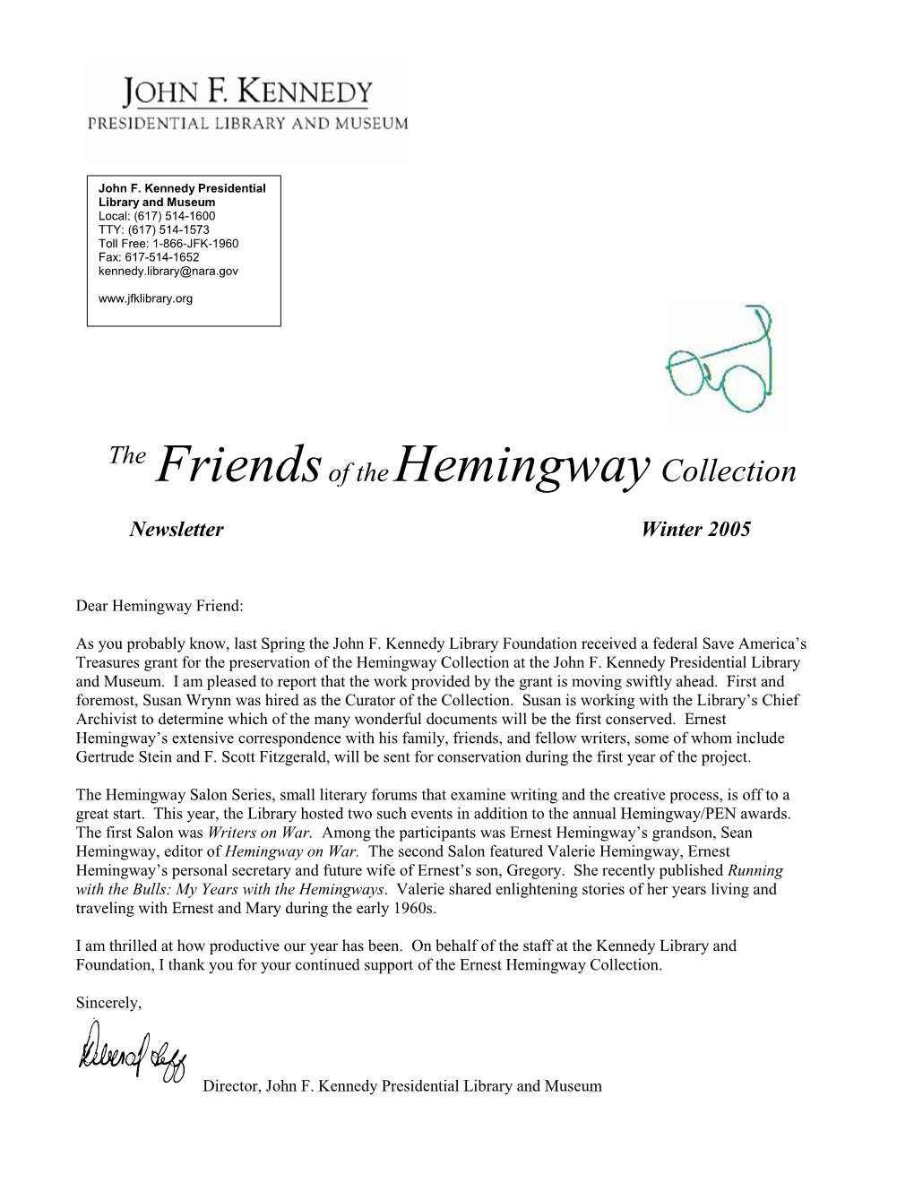 Friends of the Hemingway Collection Newsletter Winter 2005