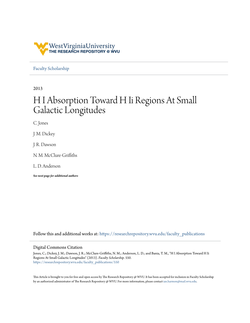 H I Absorption Toward H Ii Regions at Small Galactic Longitudes C