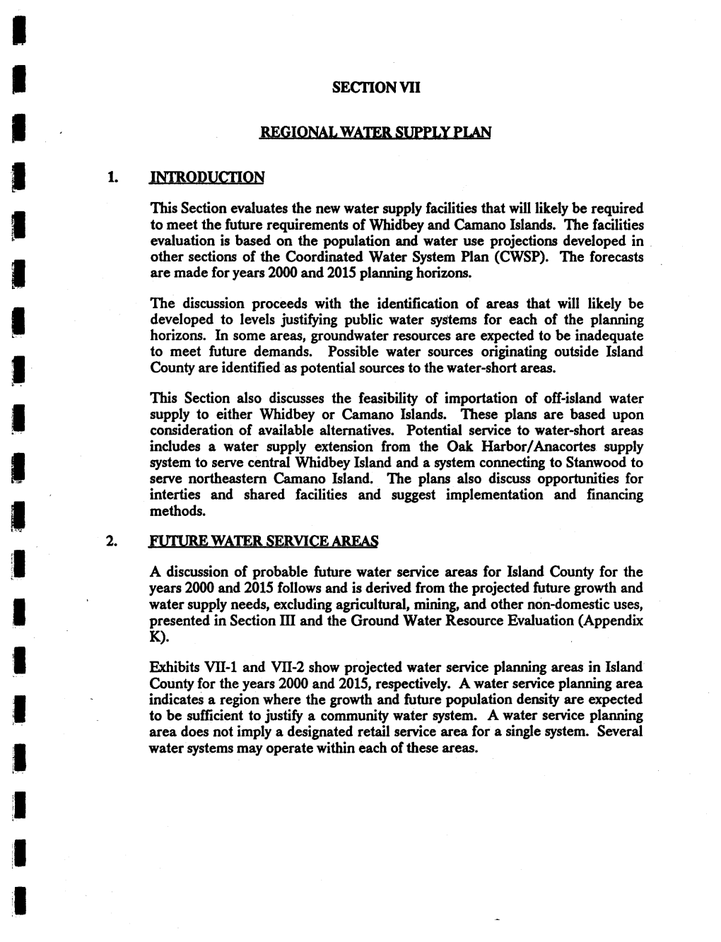 Section VII – Regional Water Supply Plan