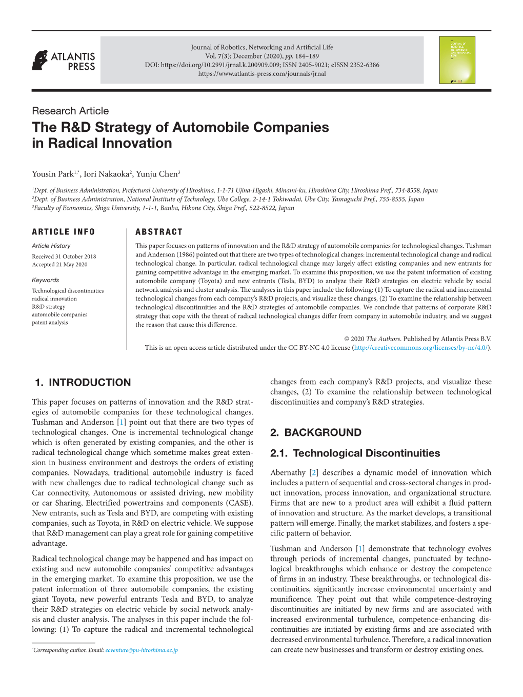 The R&D Strategy of Automobile Companies in Radical Innovation