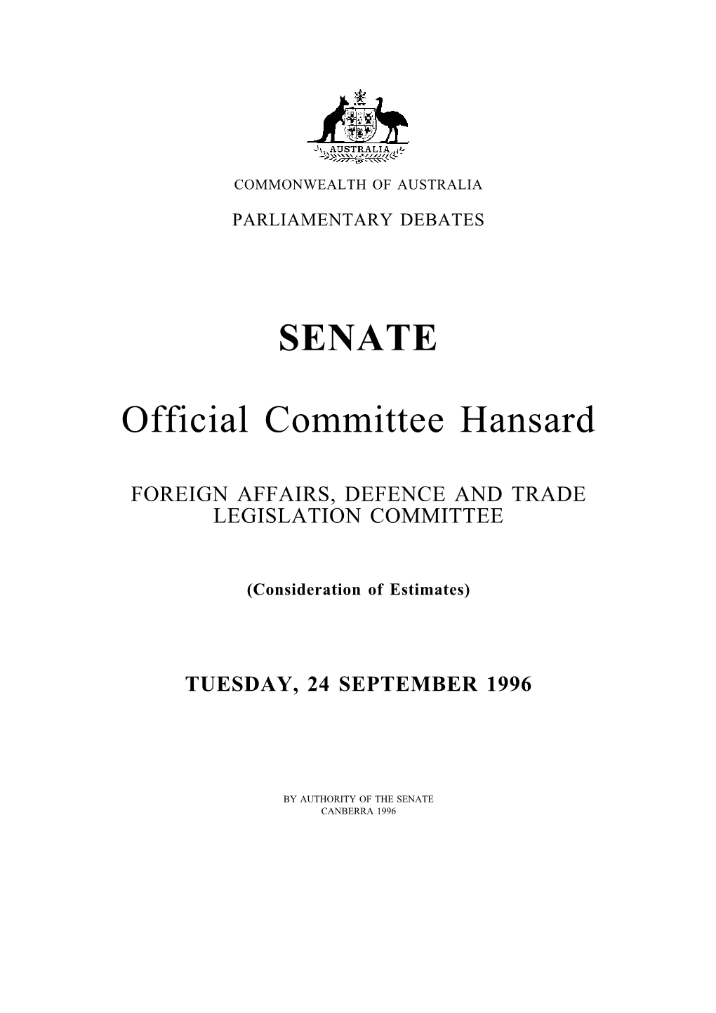 SENATE Official Committee Hansard