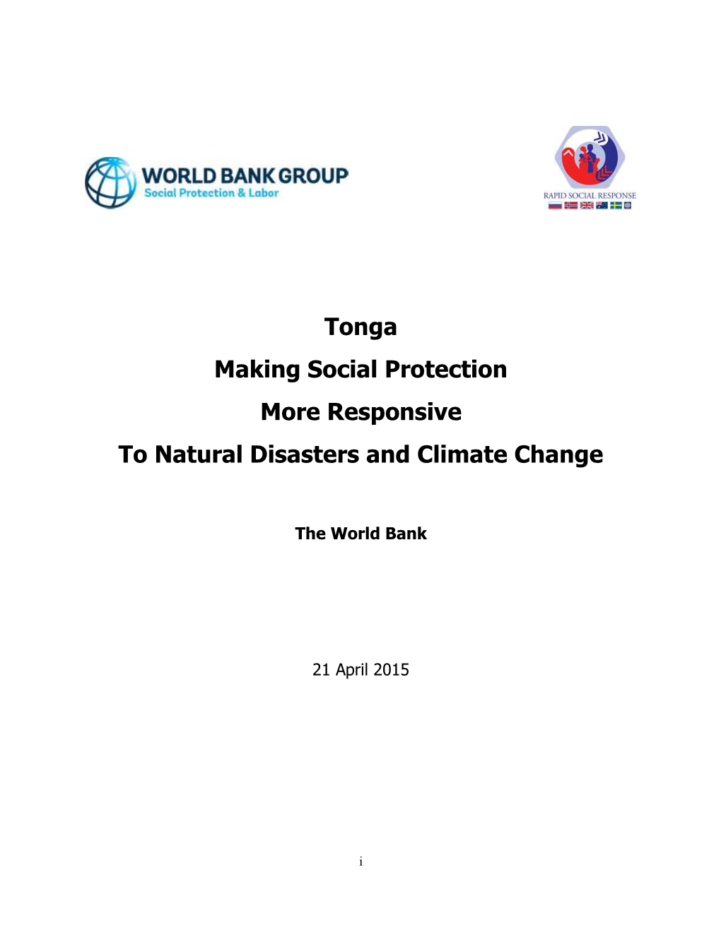 Tonga Making Social Protection More Responsive to Natural Disasters and Climate Change