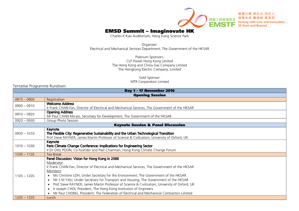 EMSD Summit – Imaginovate HK Charles K.Kao Auditorium, Hong Kong Science Park