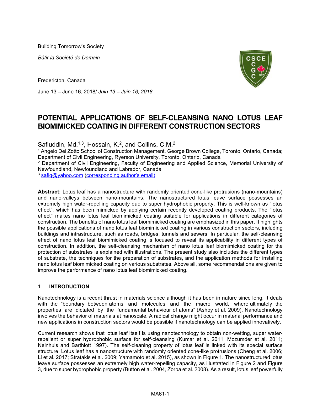 Potential Applications of Self-Cleansing Nano Lotus Leaf Biomimicked Coating in Different Construction Sectors