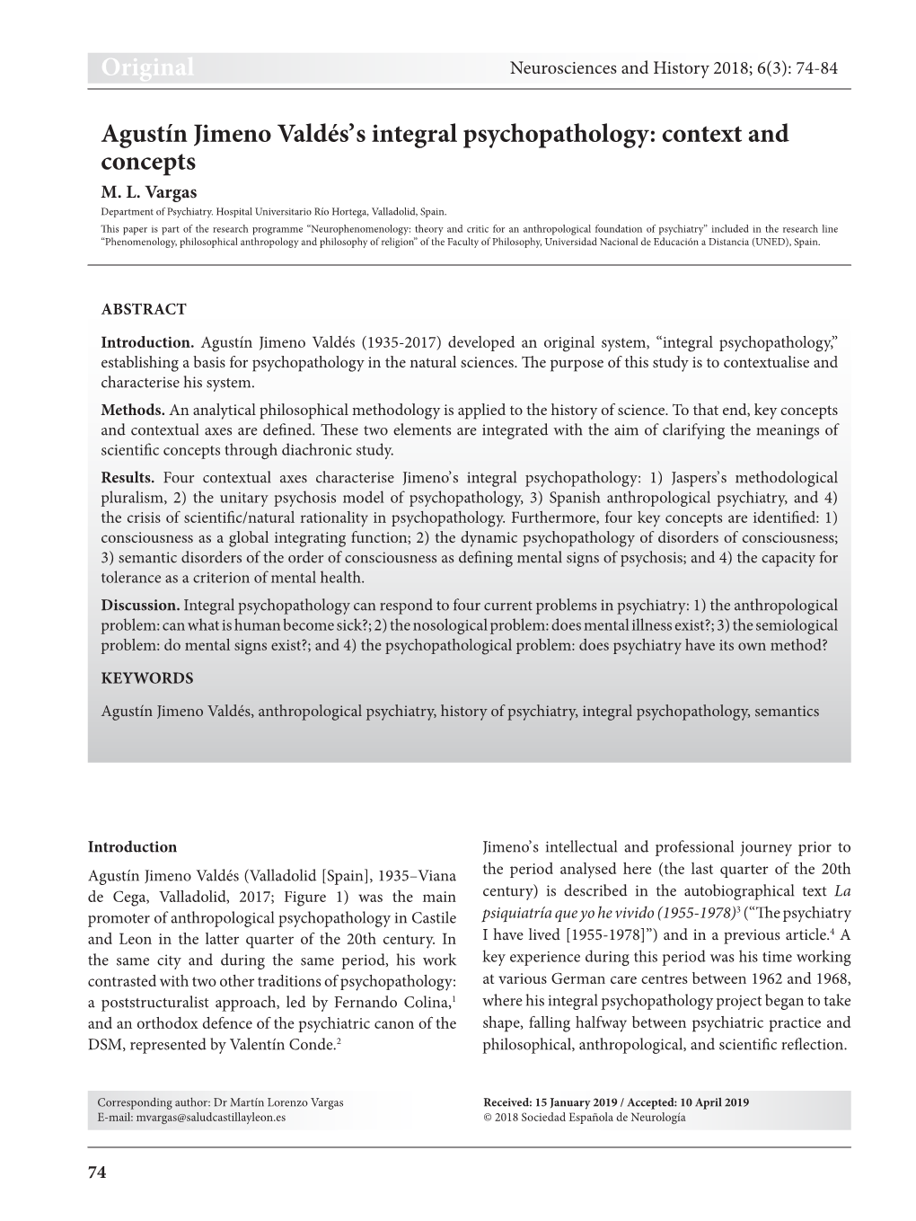 Original Agustín Jimeno Valdés' S Integral Psychopathology