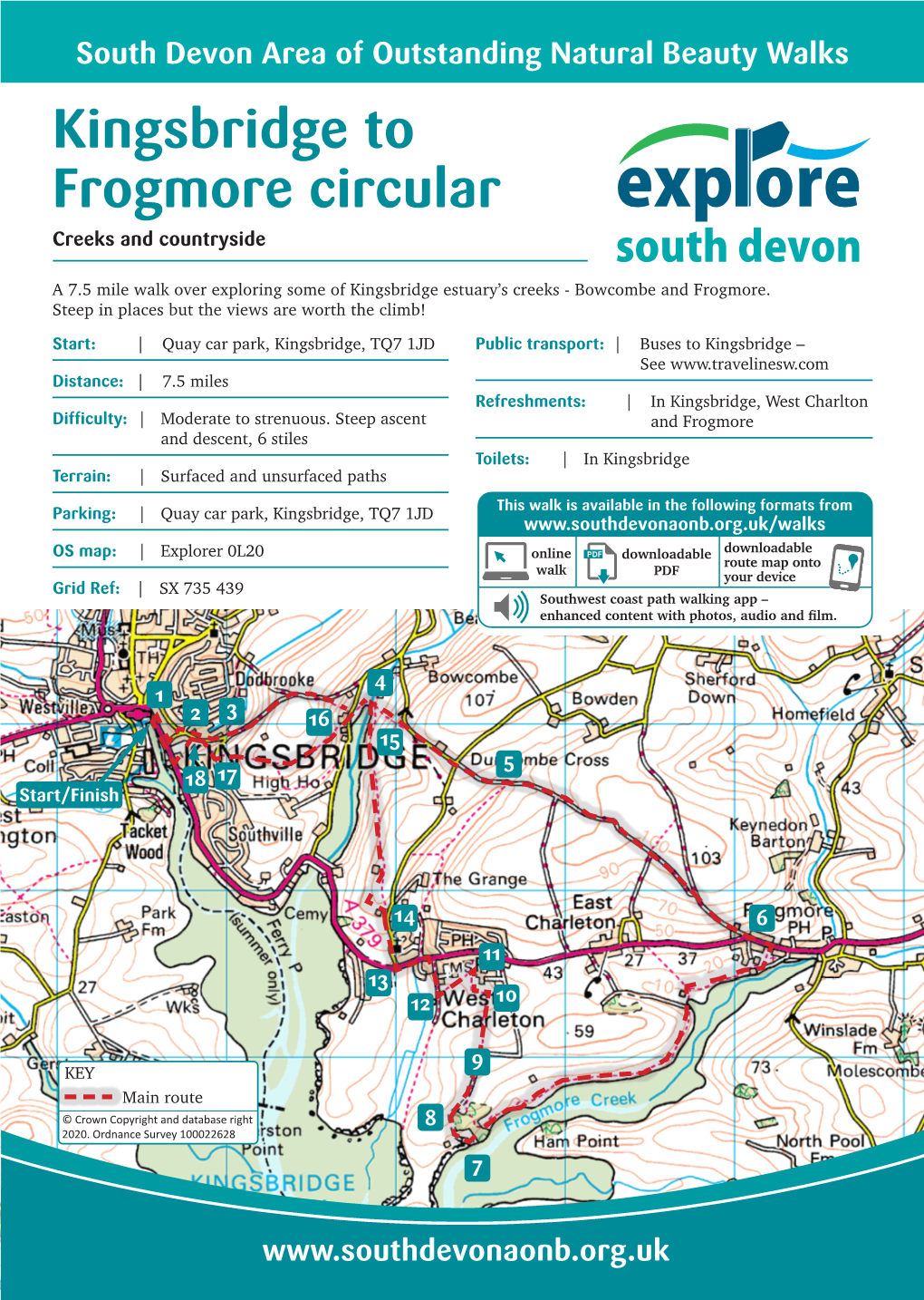 Exp Ore Creeks and Countryside South Devon a 7.5 Mile Walk Over Exploring Some of Kingsbridge Estuary’S Creeks - Bowcombe and Frogmore