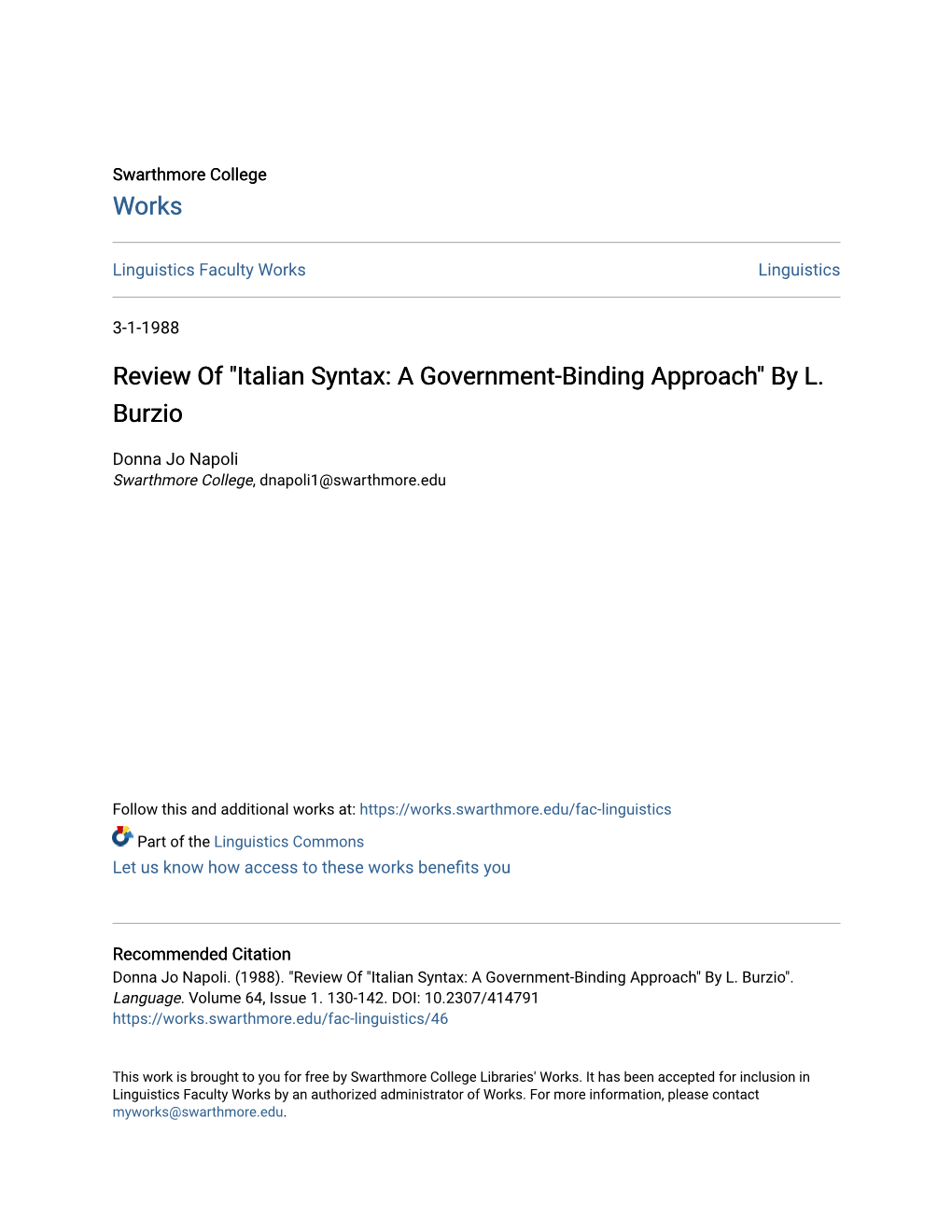 Italian Syntax: a Government-Binding Approach