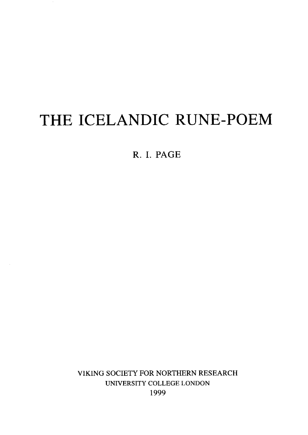 The Icelandic Rune-Poem