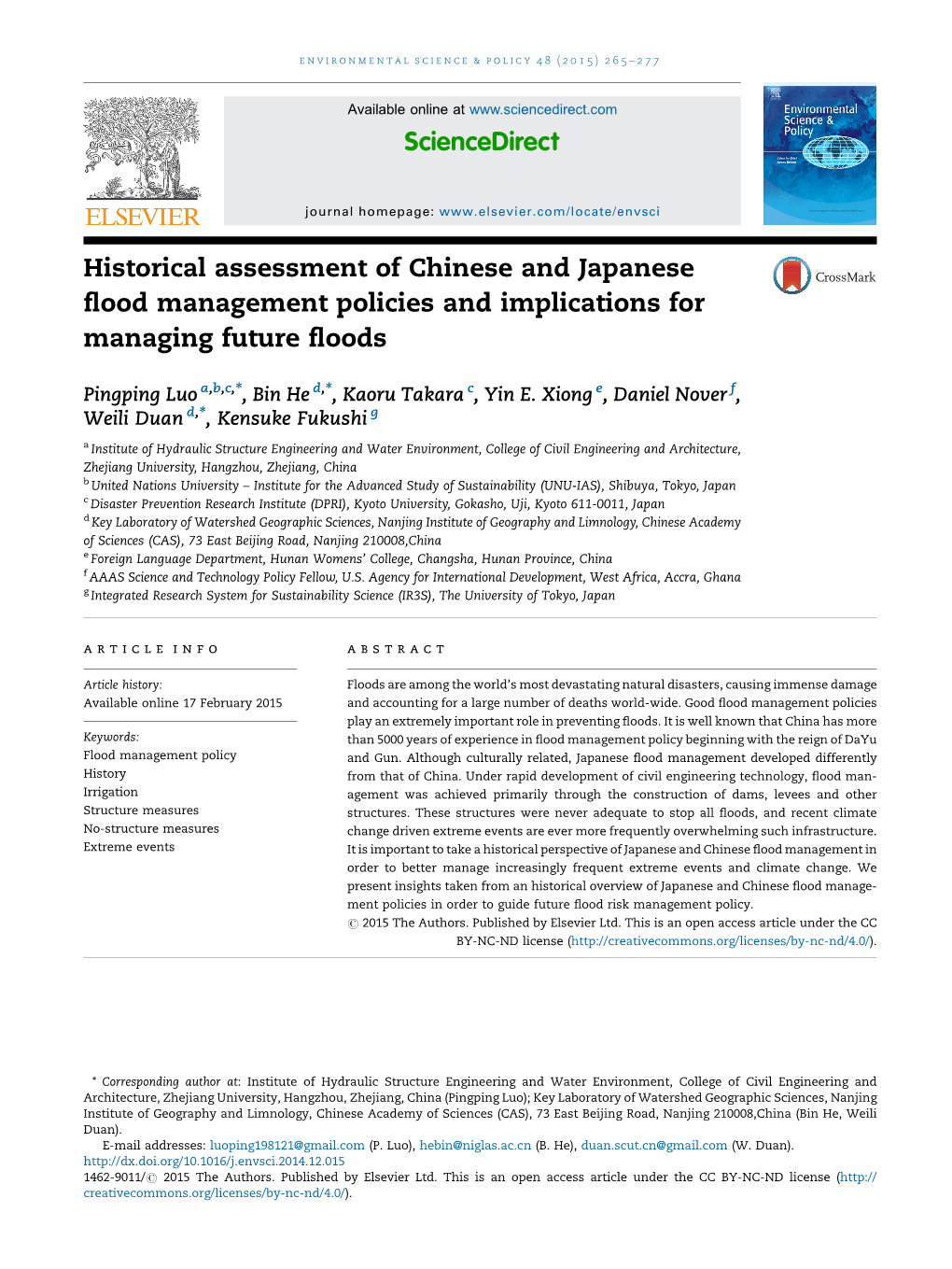 Historical Assessment of Chinese and Japanese Flood Management