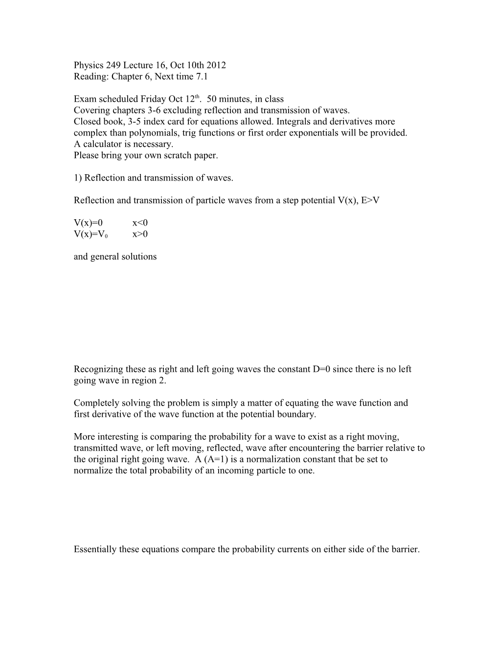 Physics 535 Lectures Notes: 1 Sep 4Th 2007 s1