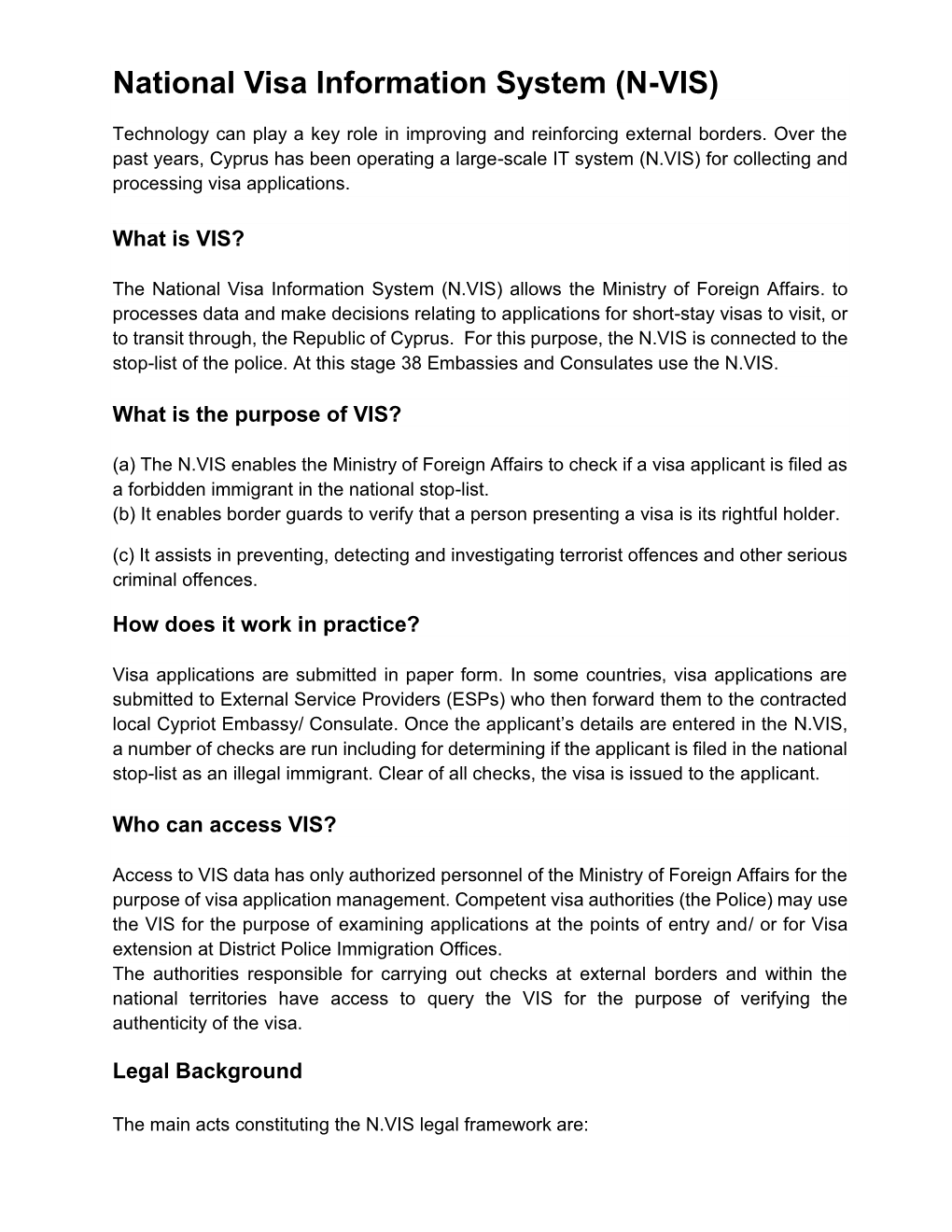 National Visa Information System (N-VIS)