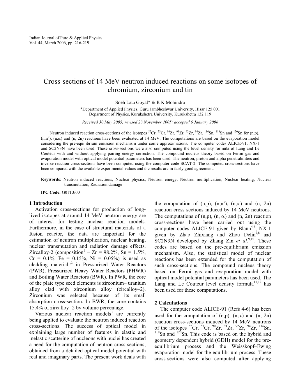 Cross-Sections of 14 Mev Neutron Induced Reactions on Some Isotopes of Chromium, Zirconium and Tin