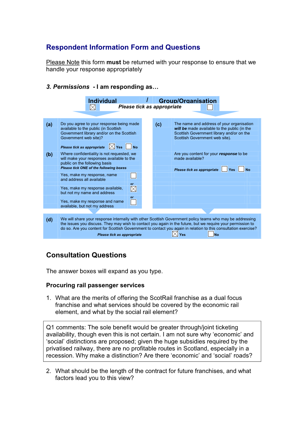 Respondent Information Form and Questions