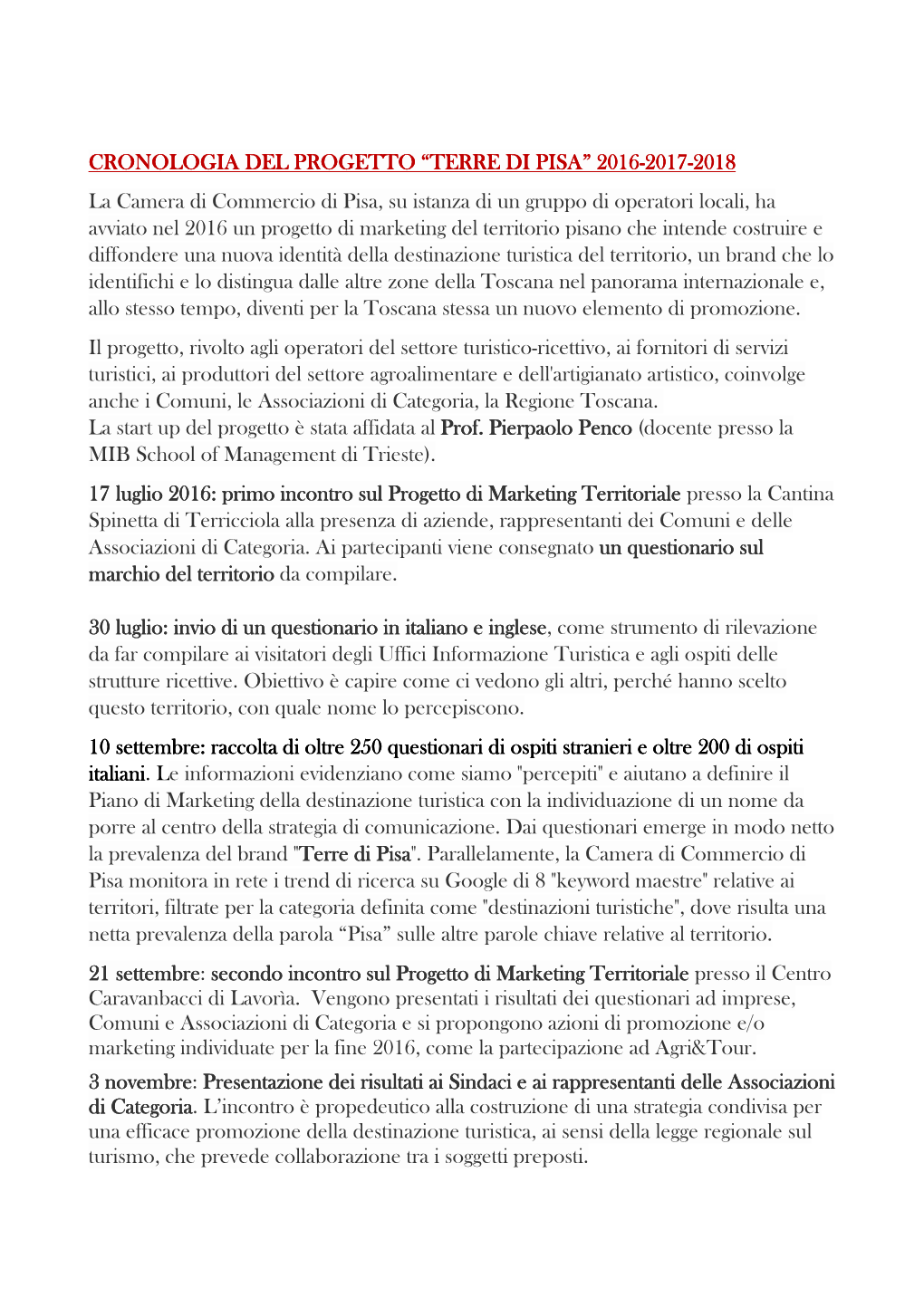 Cronologia Progetto