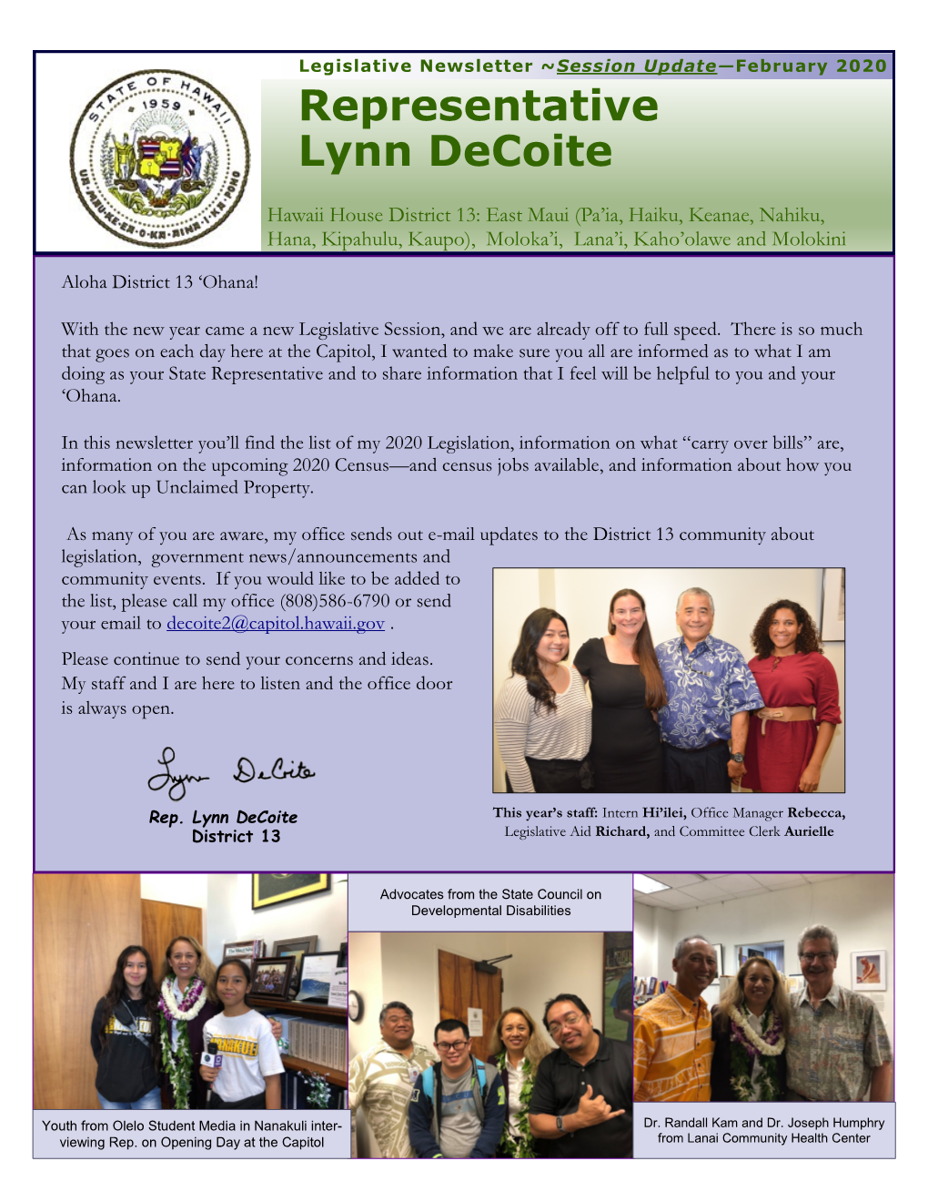 Representative Lynn Decoite
