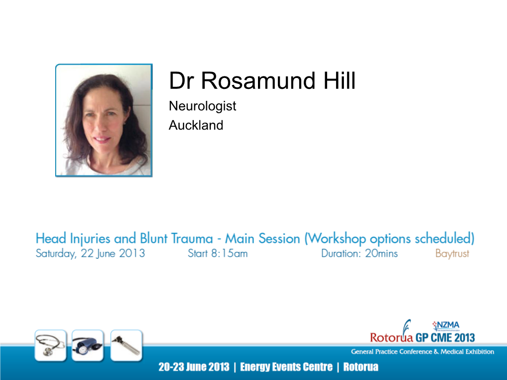 Dr Rosamund Hill Neurologist Auckland