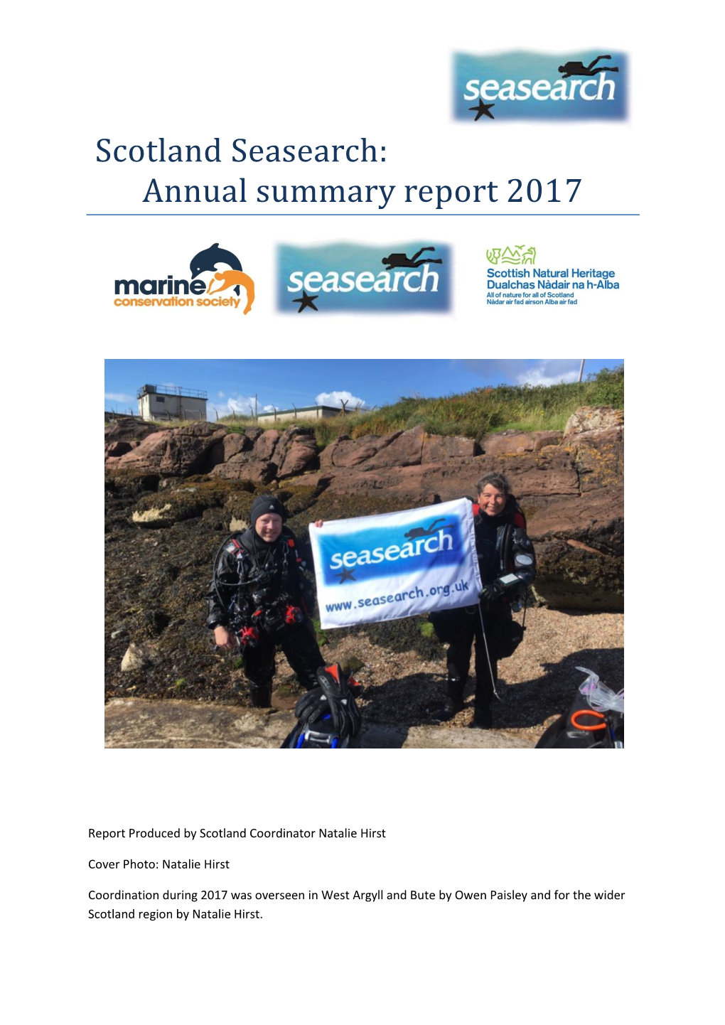 Scotland Seasearch: Annual Summary Report 2017