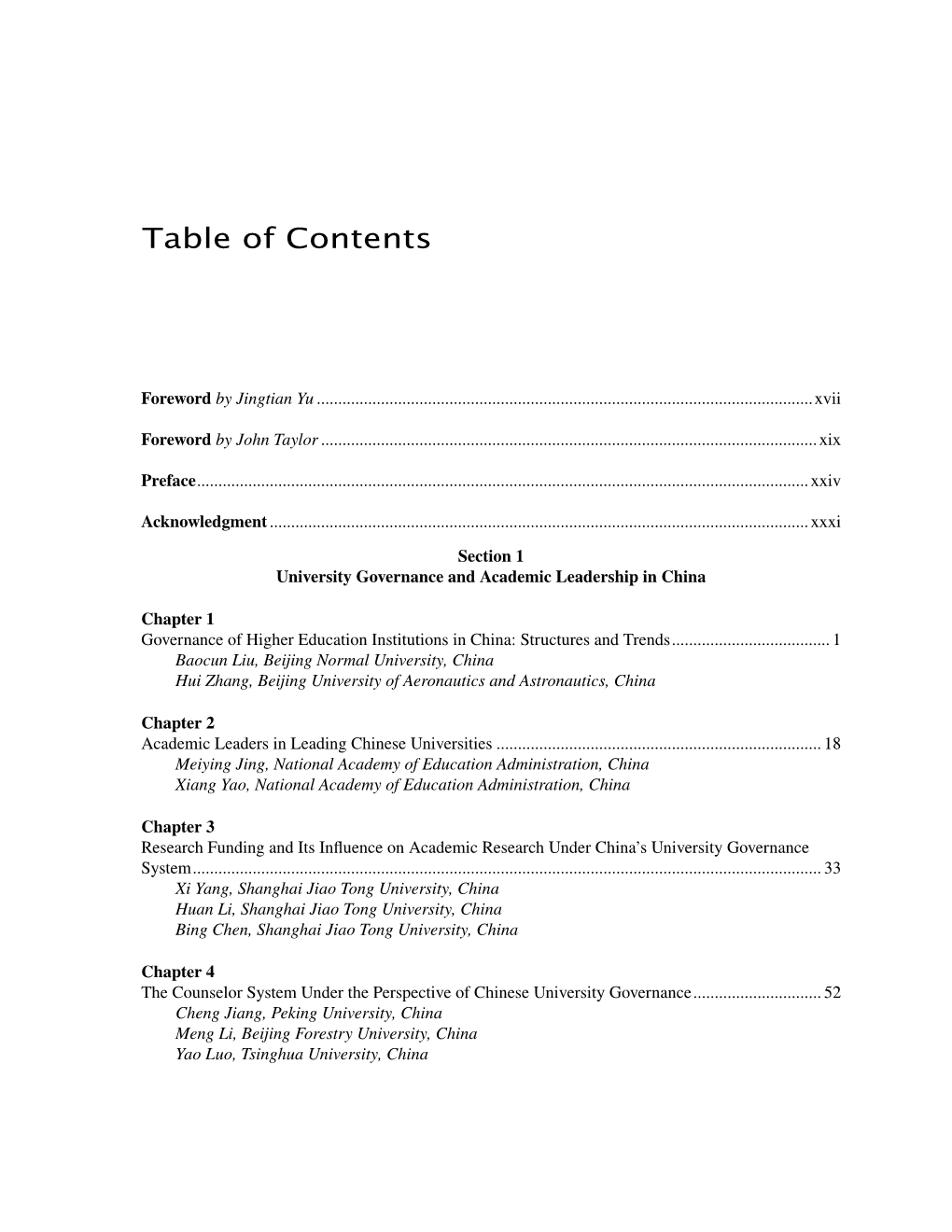 Table of Contents