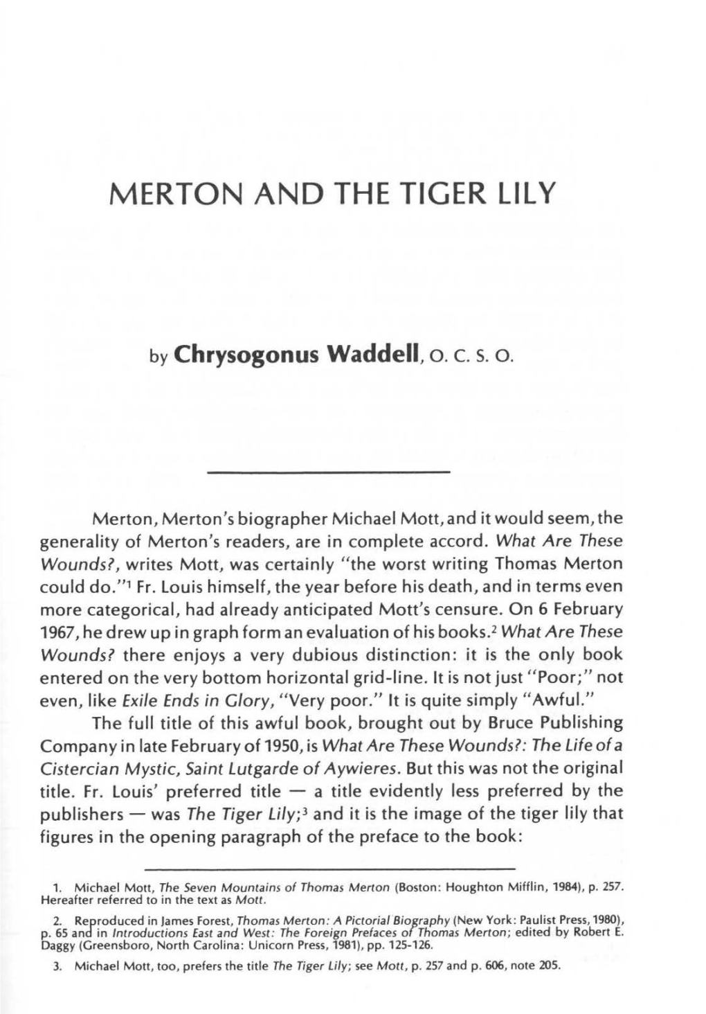 Merton and the Tiger Lily