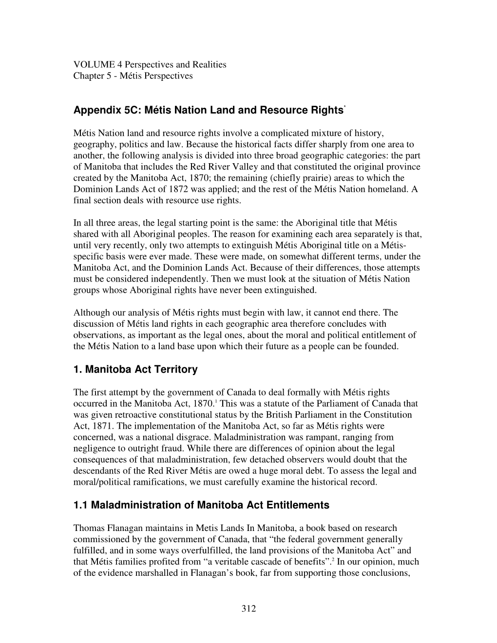 Appendix 5C: Métis Nation Land and Resource Rightsd 1. Manitoba Act