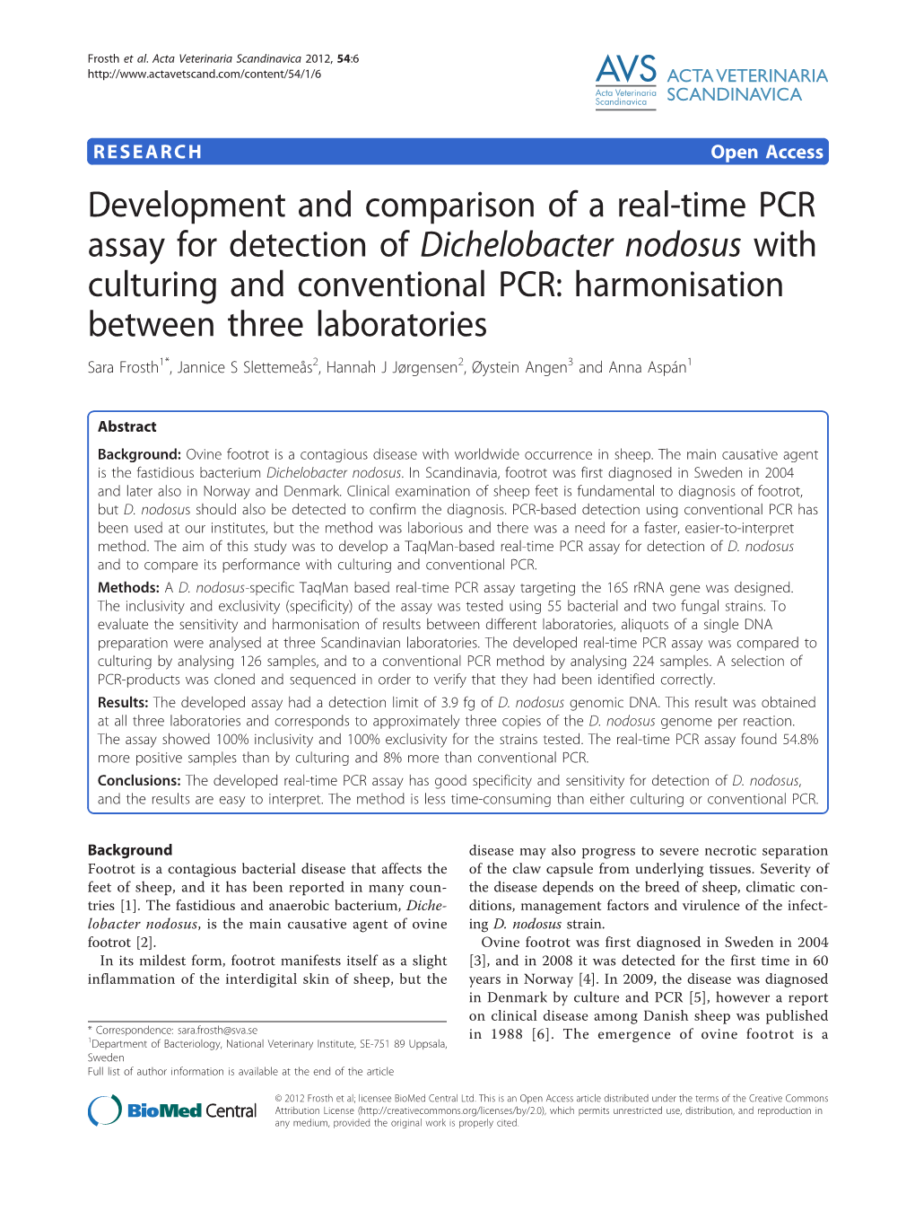 Development and Comparison of a Real-Time PCR Assay for Detection Of