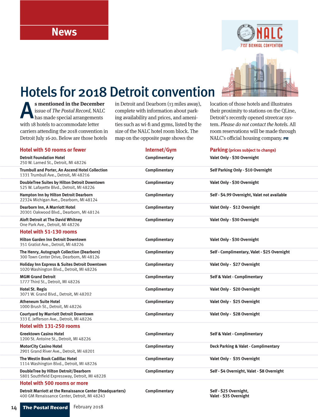 Hotels for 2018 Detroit Convention