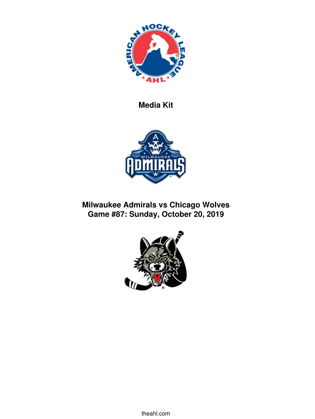 Media Kit Milwaukee Admirals Vs Chicago Wolves Game #87