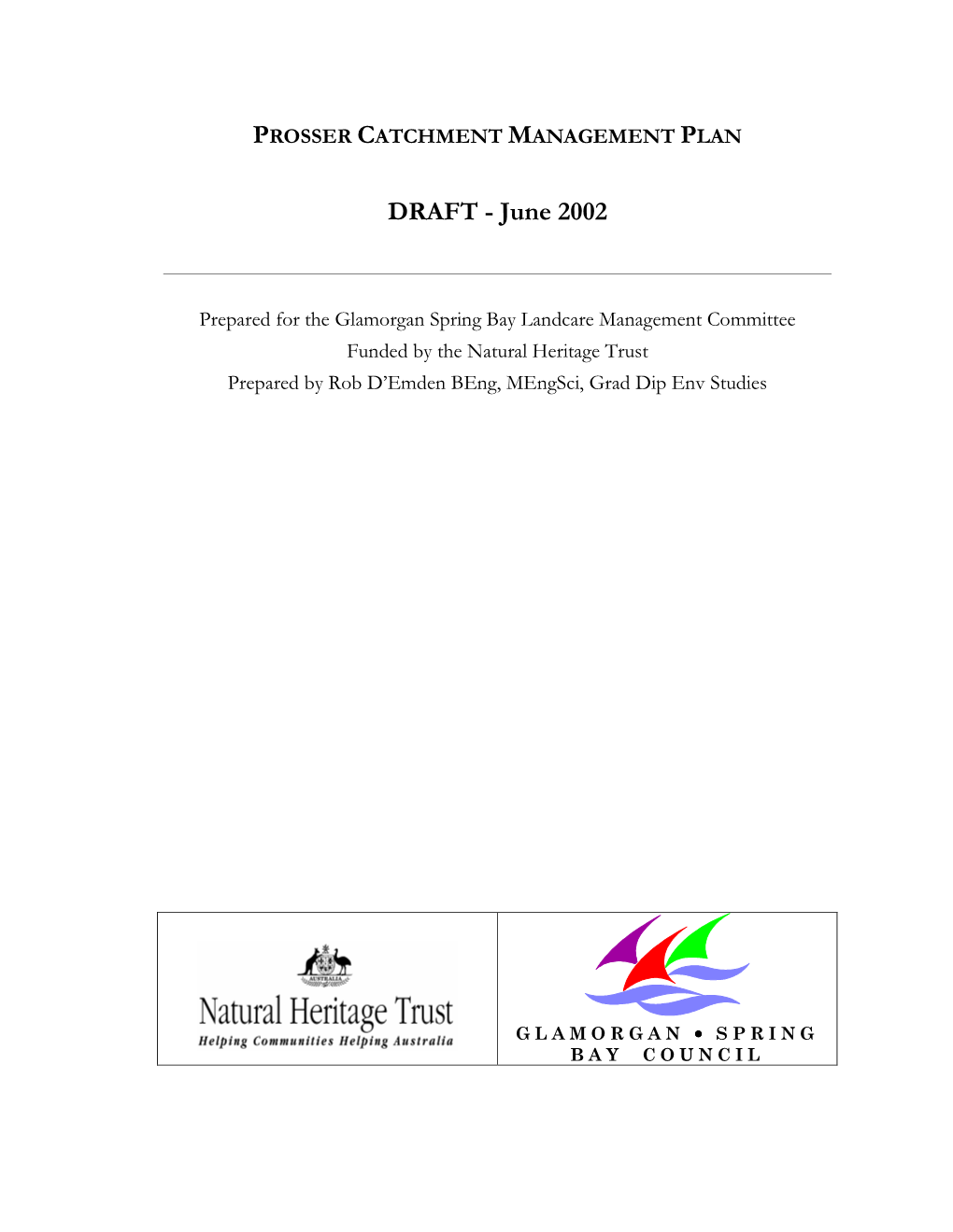 Draft Prosser Catchment Management Plan 2002