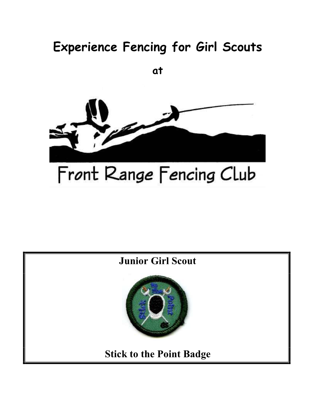 Experience Fencing for Girl Scouts: Stick to the Point Badge