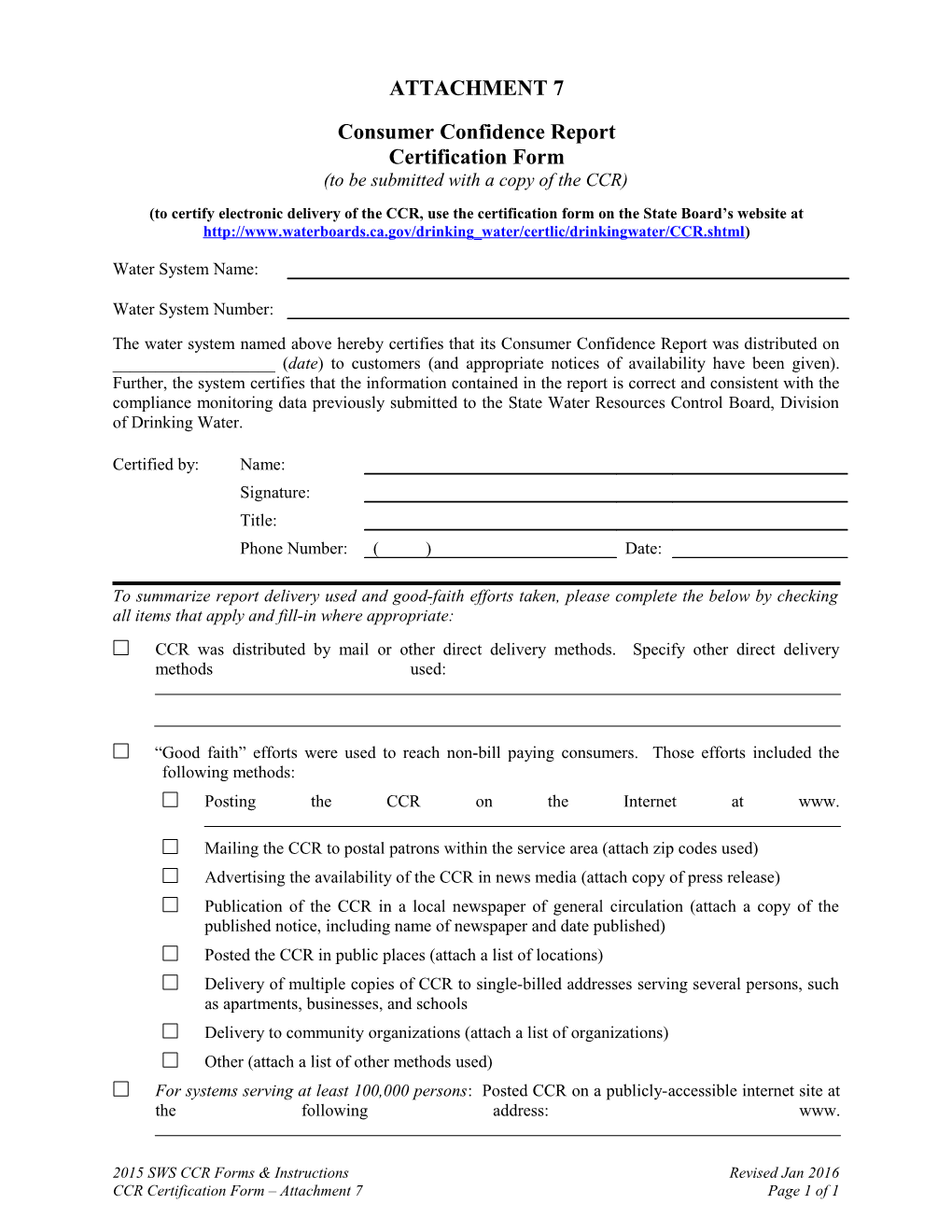 CCR Certification Form - Attachment 6 GRAY DAVIS, Governor