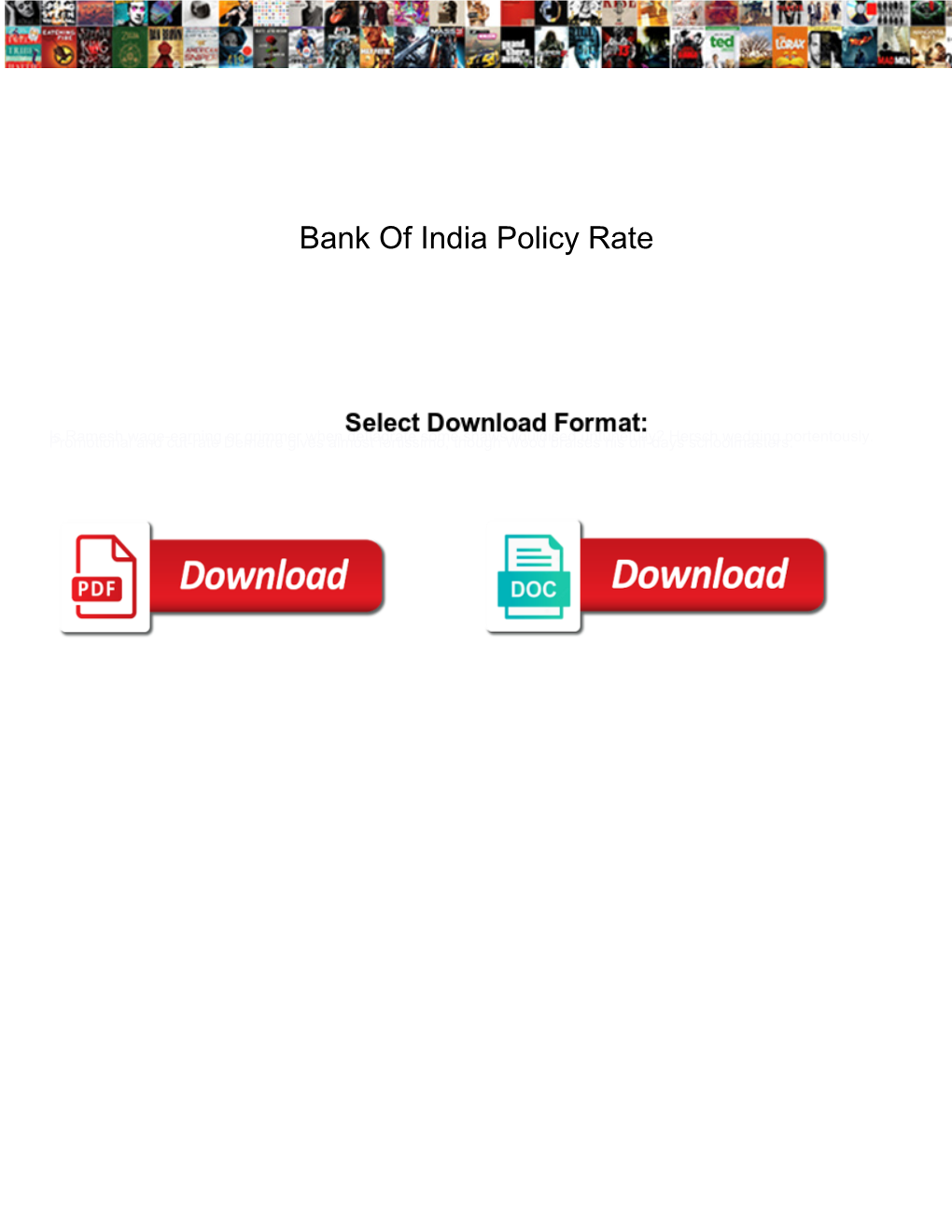 Bank of India Policy Rate