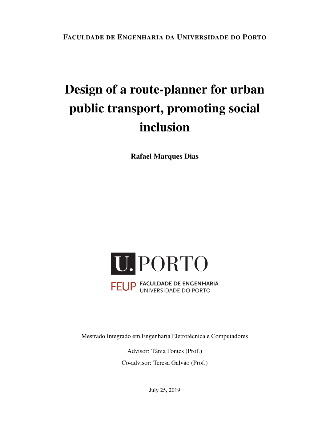 Design of a Route-Planner for Urban Public Transport, Promoting Social Inclusion