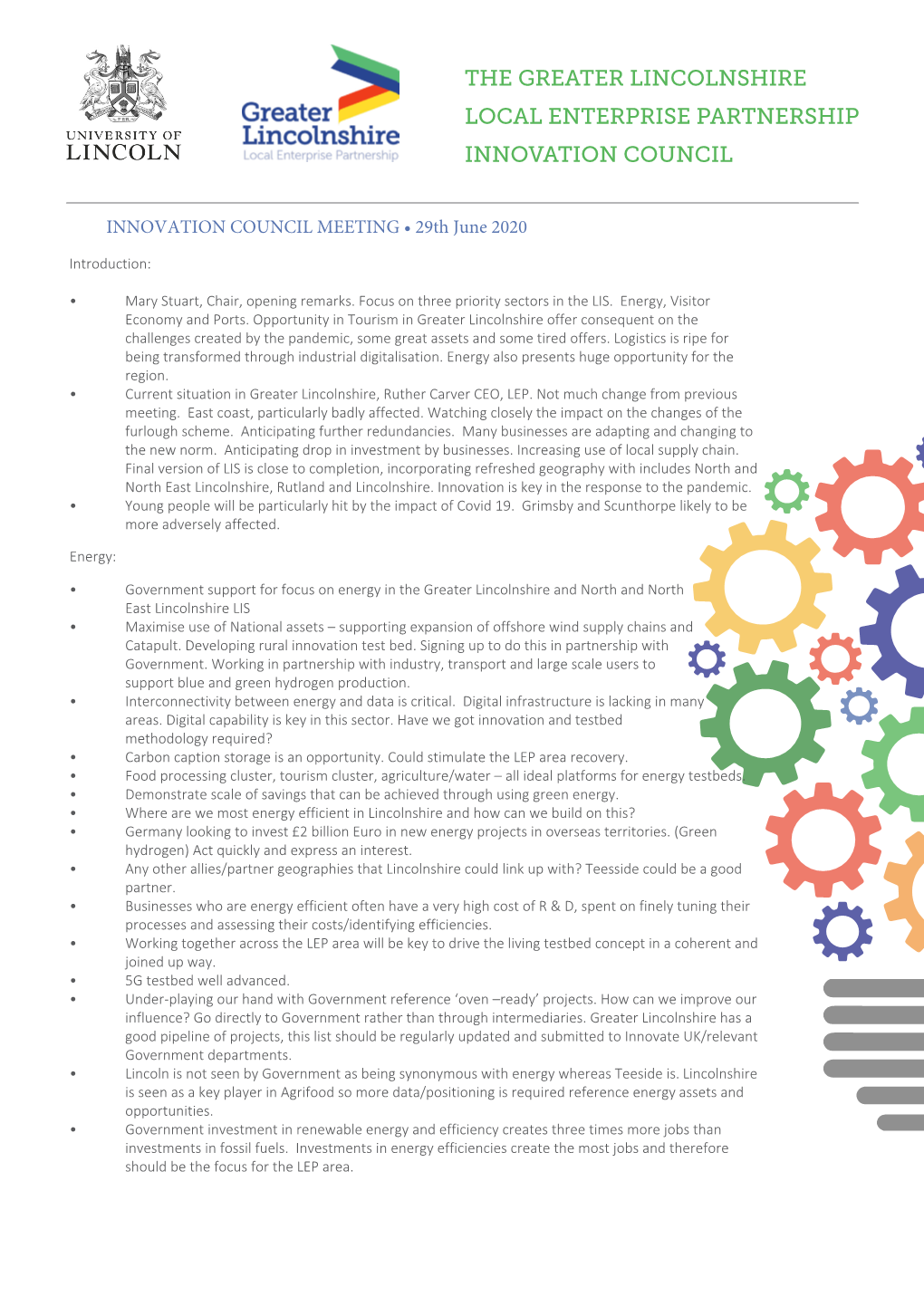 INNOVATION COUNCIL MEETING • 29Th June 2020