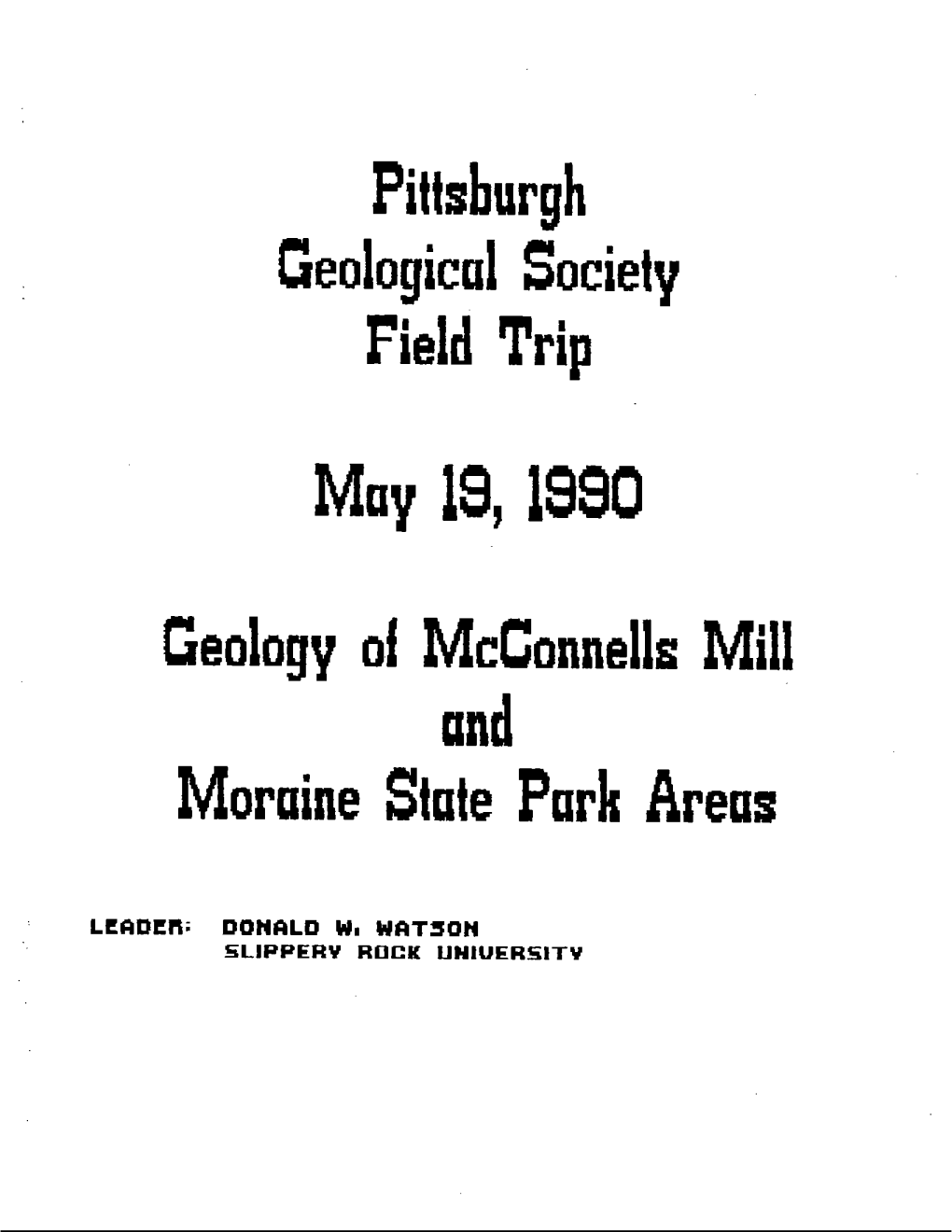 Pittsburgh May 19, 1990 Moraine State Park Areas