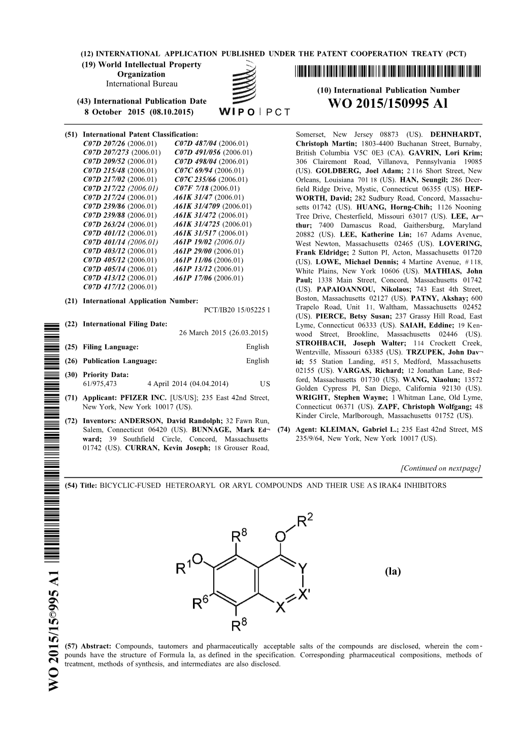 WO 2015/150995 Al 8 October 2015 (08.10.2015) P O P C T