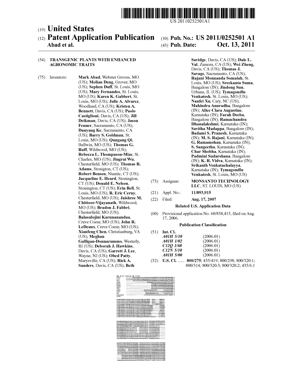 (12) Ipatent Application Ipublication (10) Pub. No?: US 2011/0252501A1 Abad Etal