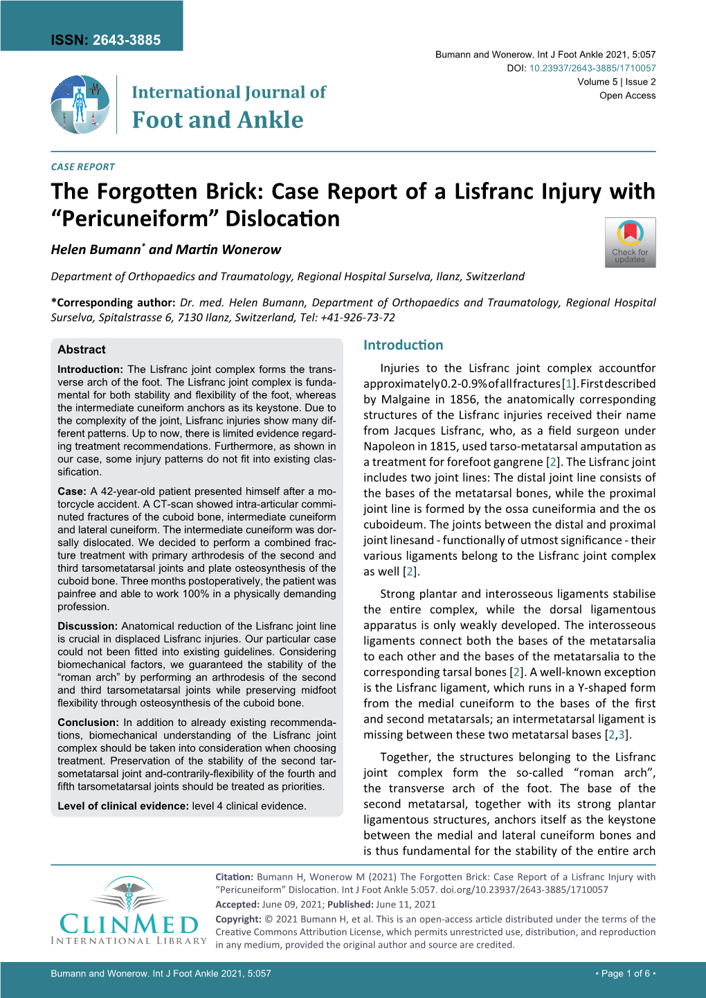 Case Report of a Lisfranc Injury with “Pericuneiform” Dislocation