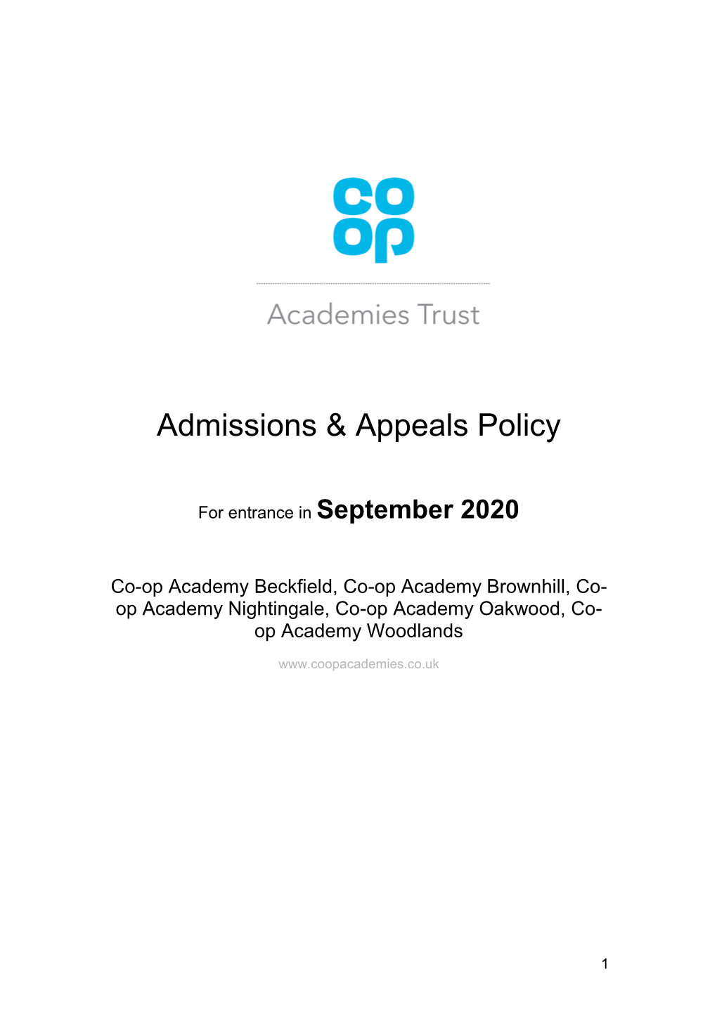 Admissions & Appeals Policy