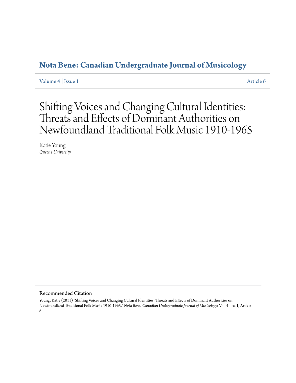 Shifting Voices and Changing Cultural Identities