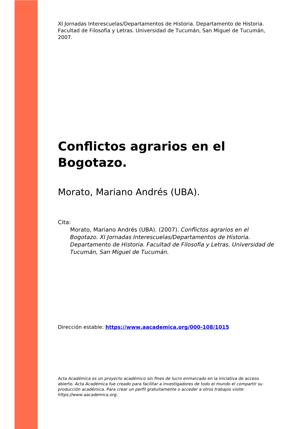 Conflictos Agrarios En El Bogotazo