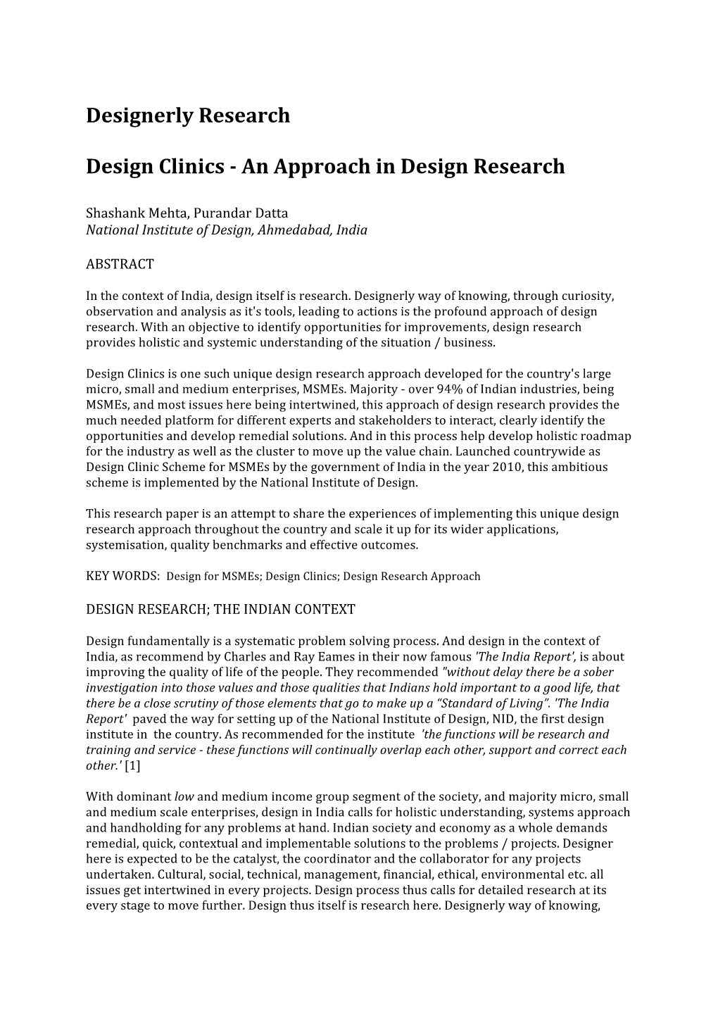 Designerly Research Design Clinics
