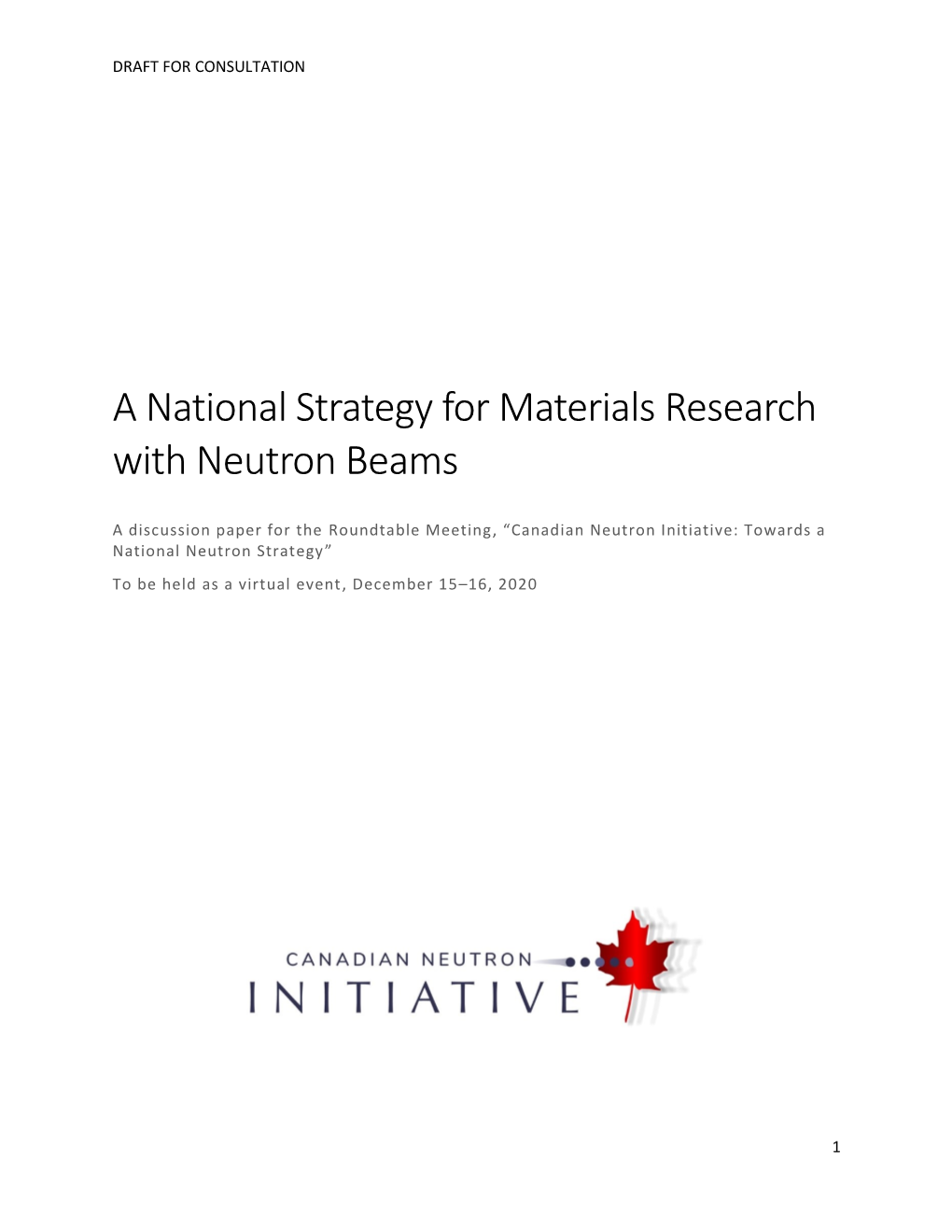 A National Strategy for Materials Research with Neutron Beams