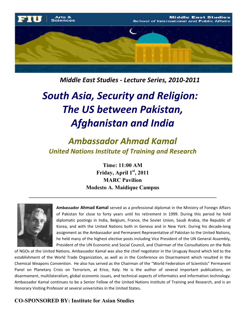 South Asia, Security and Religion: the US Between Pakistan, Afghanistan and India