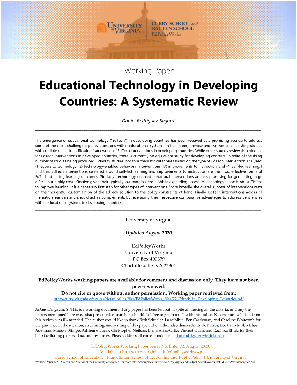 Educational Technology in Developing Countries: a Systematic Review