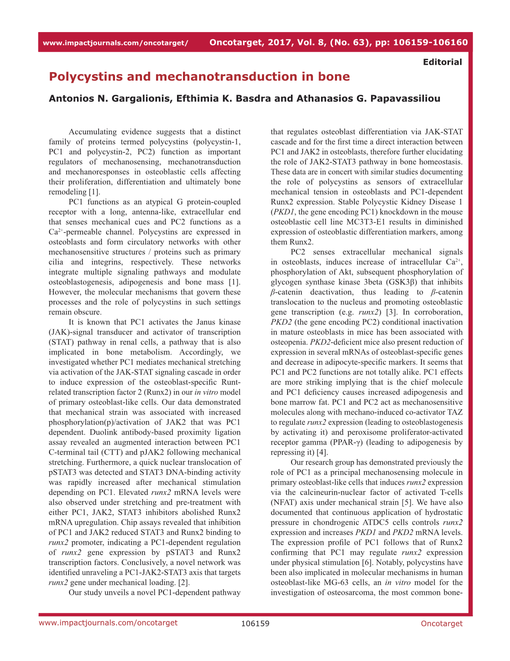 Polycystins and Mechanotransduction in Bone