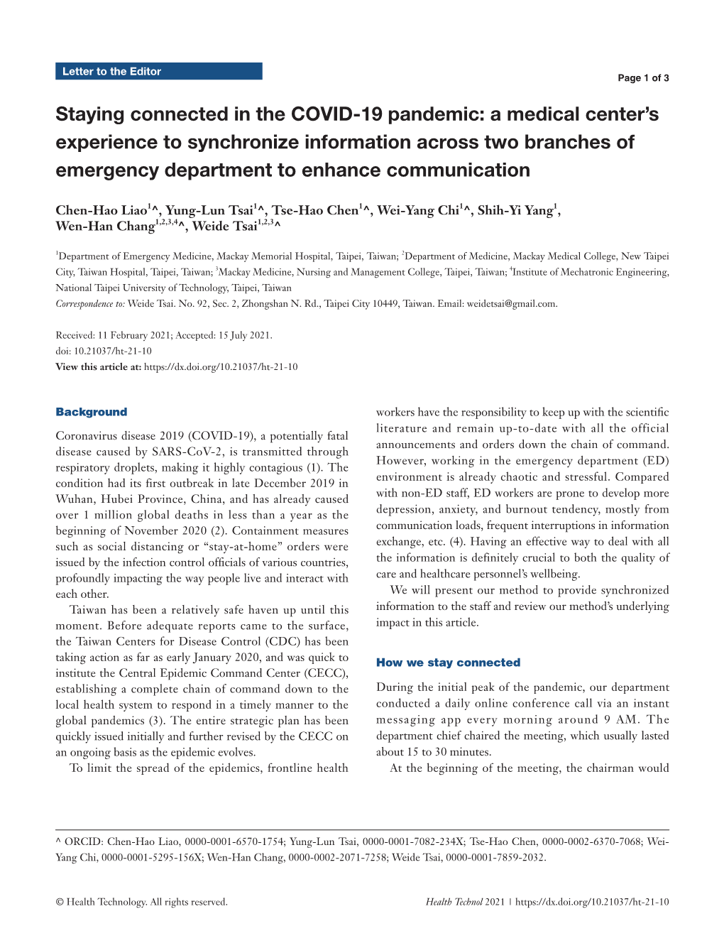 Staying Connected in the COVID-19 Pandemic