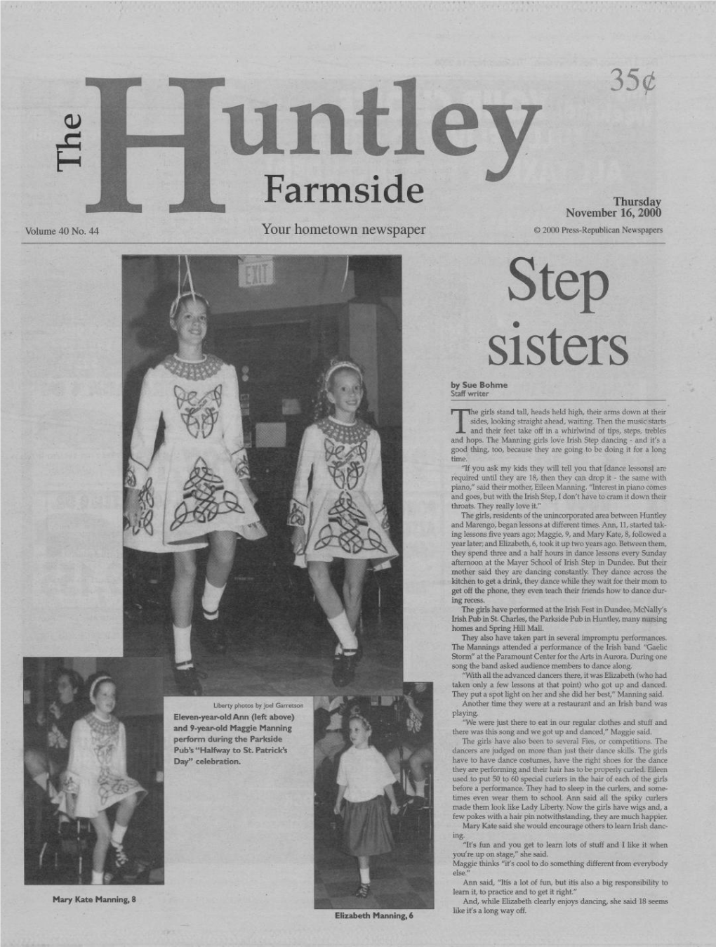 Farmside Thursday November 16, 2000 Volume 40 No