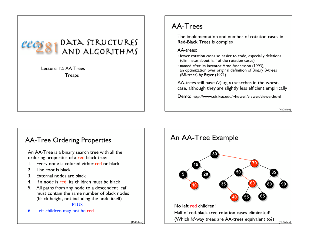 Lecture 12: AA Trees, Treaps