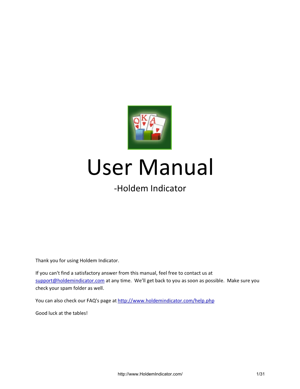 User Manual -Holdem Indicator